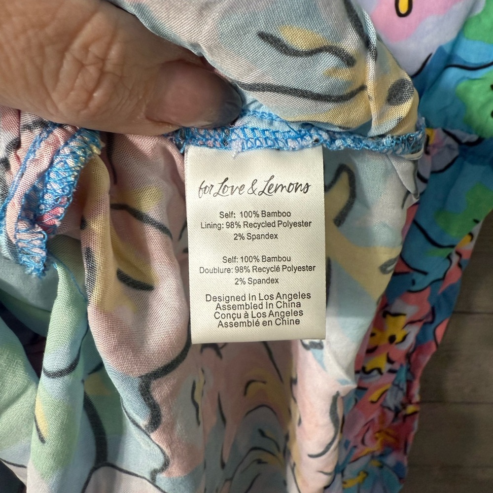 NWT For Love & Lemons Blue Yasmin Tropical Floral Mini Dress M Summer Boat Party - Picture 15 of 15